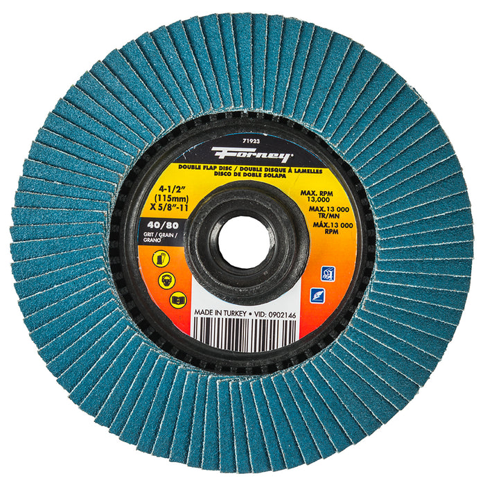 Forney (332) 71923 Double Sided Flap Disc, 40/80 Grits, 4-1/2 in