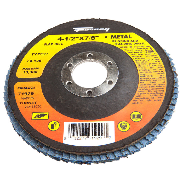Forney (332) 71929 Flap Disc, Type 27, 4-1/2 in x 7/8 in, ZA120