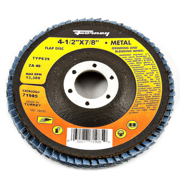 Forney (332) 71985 Flap Disc, Type 29, 4-1/2 in x 7/8 in, ZA40