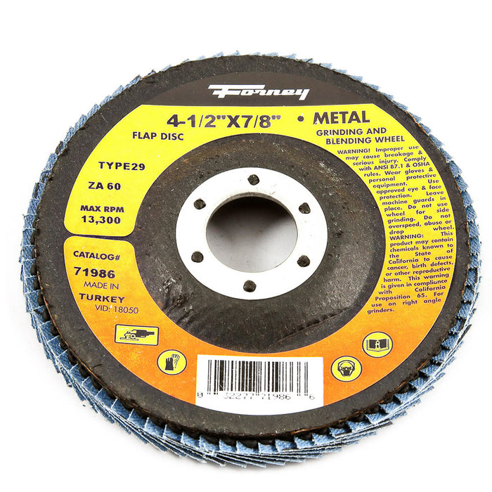 Forney (332) 71986 Flap Disc, Type 29, 4-1/2 in x 7/8 in, ZA60