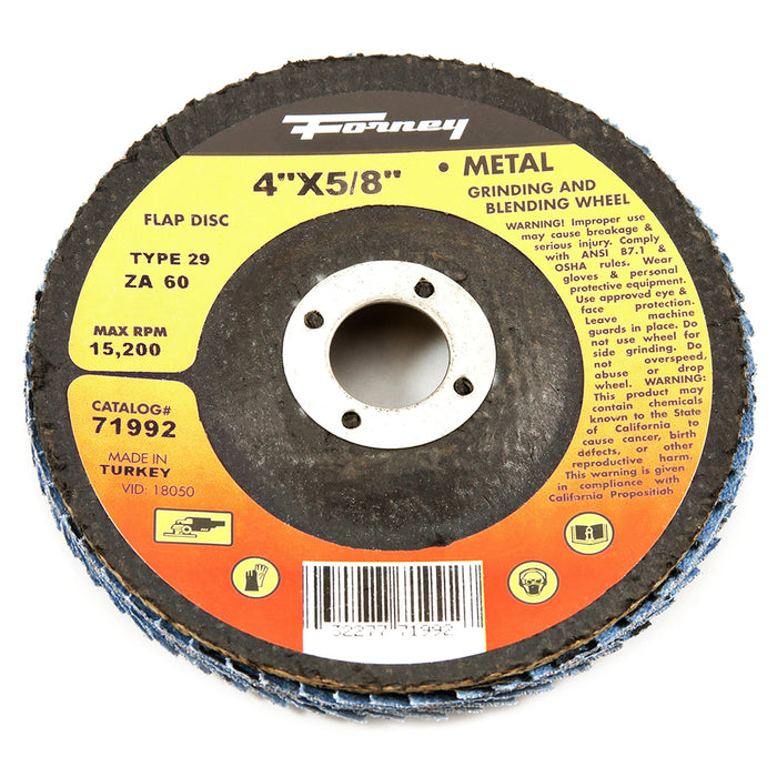 Forney (332) 71992 Flap Disc, Type 29, 4 in x 5/8 in, ZA60