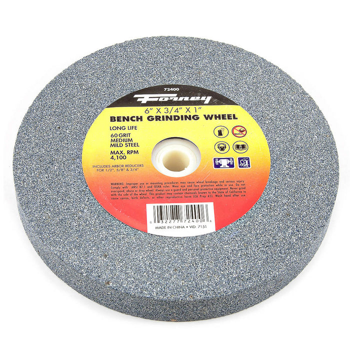 Forney 72400 Bench Grinding Wheel, 6 in x 3/4 in x 1 in