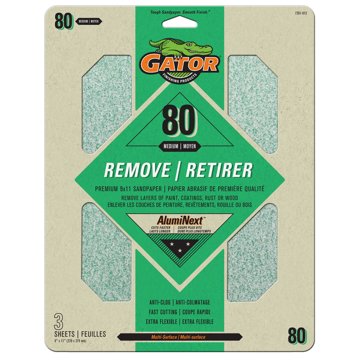 Rust-Oleum (210) 7261012 3PK- PREMIUM SANDING SHEETS, 80 GRIT