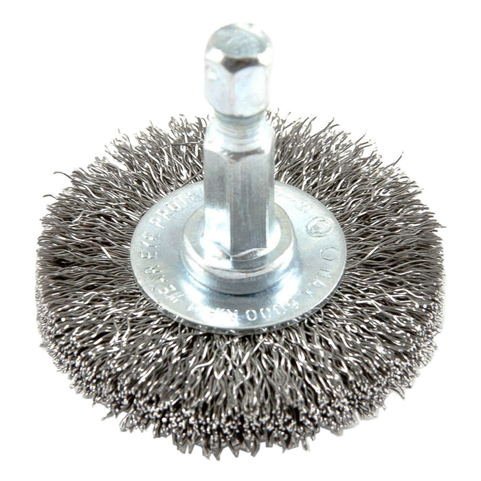 Forney (332) 72726 Wire Wheel, Crimped, 1-1/2 in x .008 in x 1/4 in Hex Shank