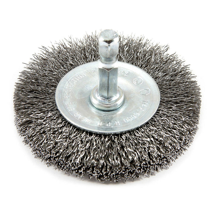 Forney 72734 Wire Wheel, Crimped, 2-1/2 in x .008 in x 1/4 in Hex Shank