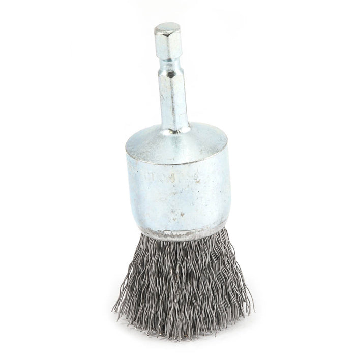 Forney 72737 End Brush, Crimped, 1 in x .012 in x 1/4 in Hex Shank