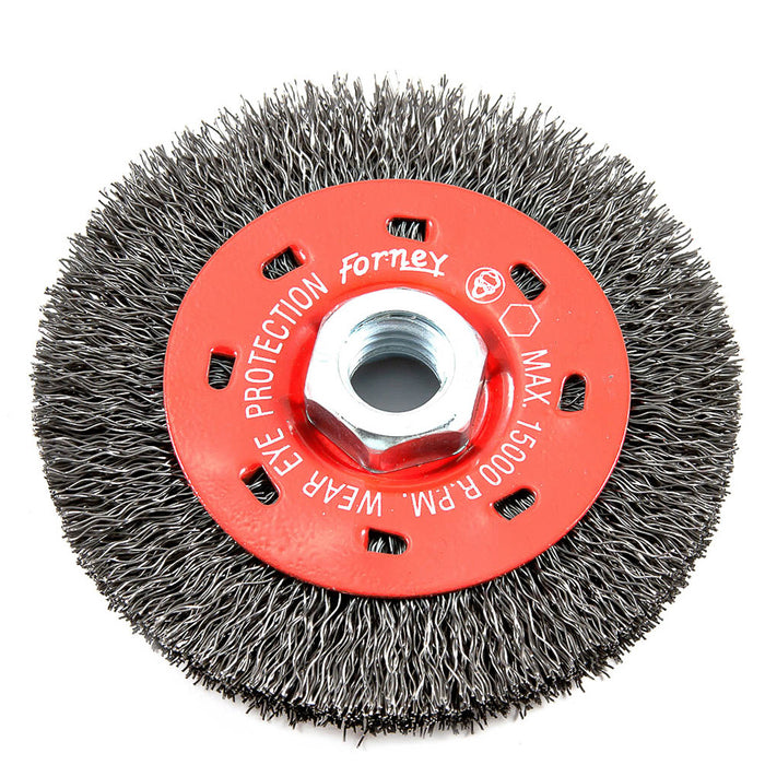 Forney 72788 Wire Wheel, Crimped, 4 in x .012 in x 5/8 in-11 Arbor