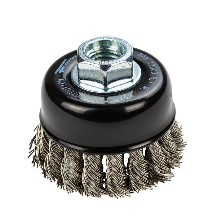Forney (332) 72802 Command PRO Cup Brush, Knotted, Stainless Steel, 2-3/4 in x .020 in x 5/8 in-11