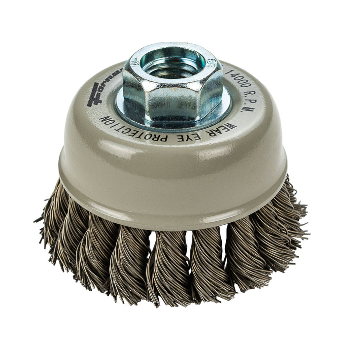 Forney 72830 Command PRO Cup Brush, Knotted, 2-3/4 in x .020 in x 5/8 in-11