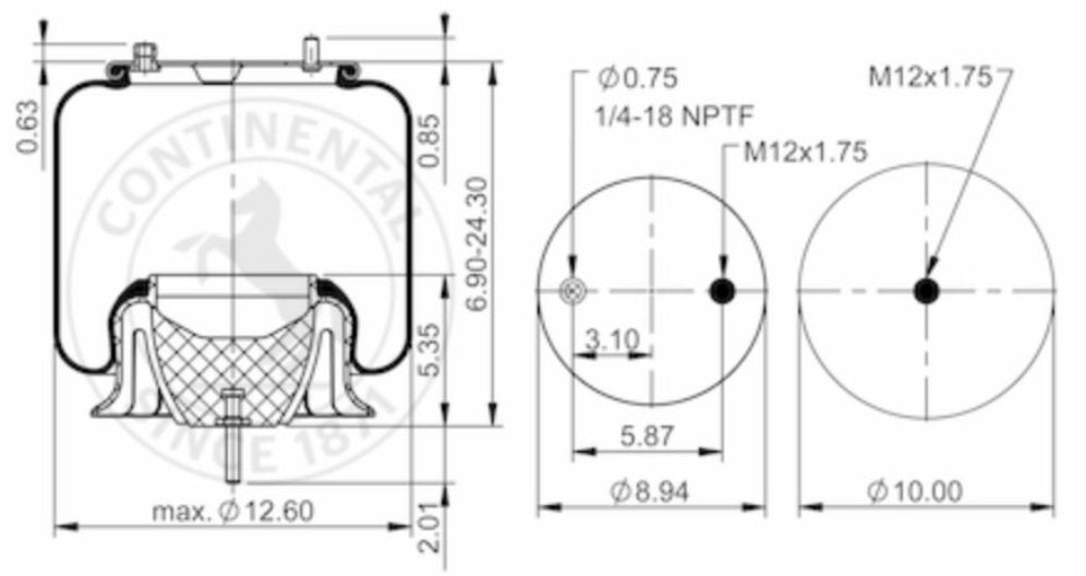 Continental Air Springs (309) 74662 Continental Air Spring 9 10S-18 P 1137