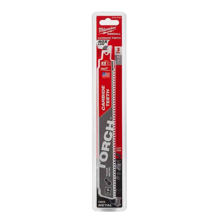 Milwaukee 48-00-5302 9IN C-TORCH 3PK SAWZALL BL