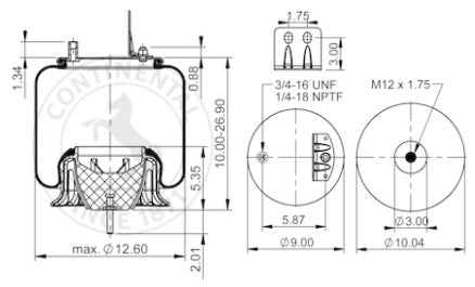 Continental Air Springs (309) 77093 Continental Air Spring 9 10AS-21 P 1280