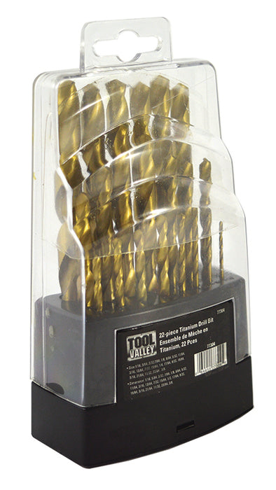 Dynaline 77304 Titanium Drill Bit Set - 22Pcs, Pro Tool Black Table