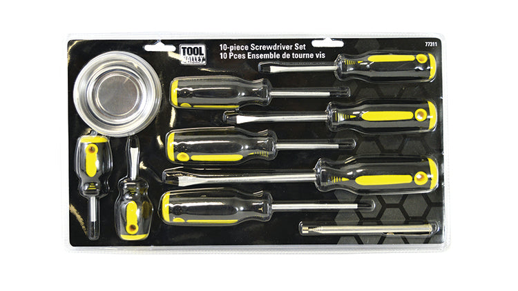 Dynaline (378) 77311 Screwdriver Set - 10pc, Pro Tool Black Table
