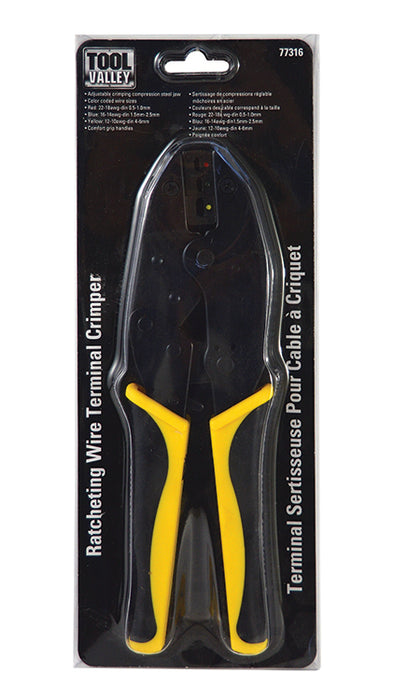 Dynaline (378) 77316 Ratcheting Wire Terminal Crimper, Pro Tool Black Table