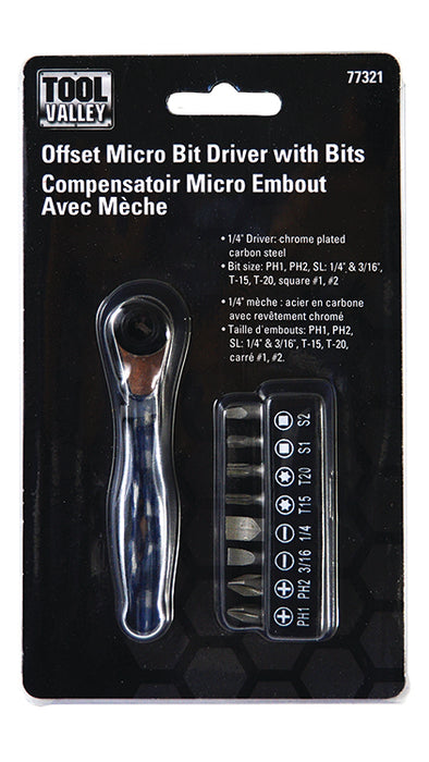 Dynaline 77321 Offset Micro Bit Driver w/Bits, Pro Tool Black Table