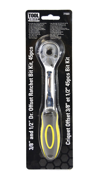 Dynaline (378) 77323 3/8 & 1/2in Dr. Offset Ratchet, Pro Tool Black Table