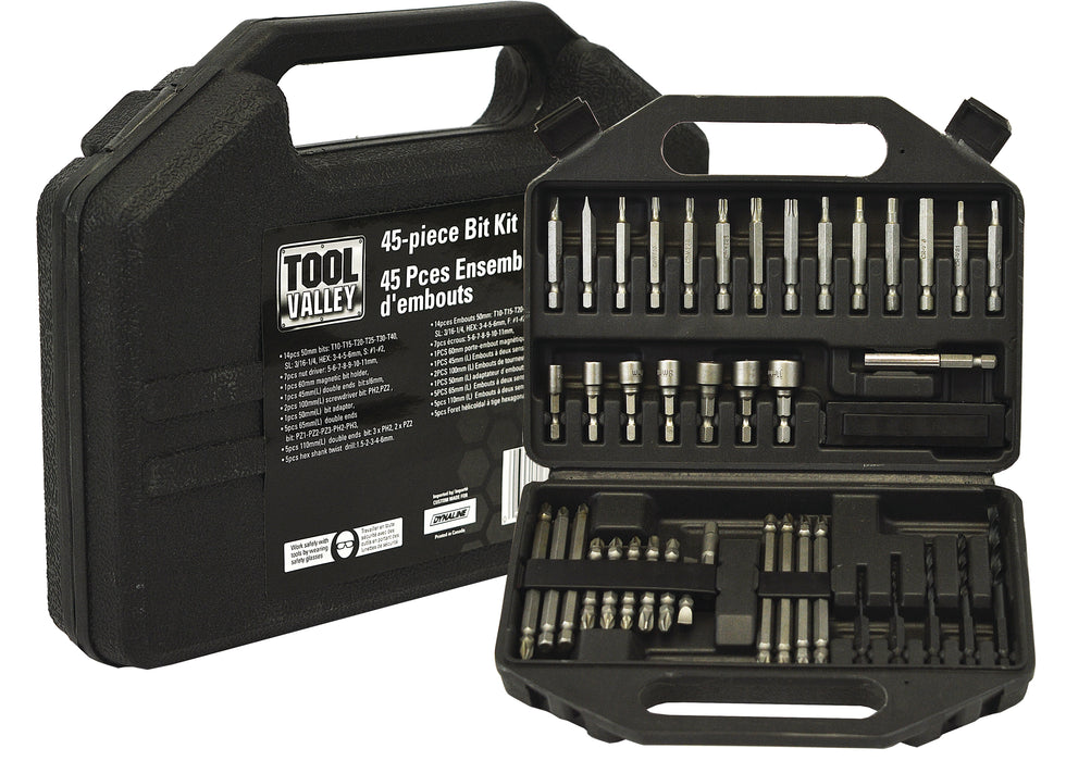 Dynaline 77324 Multi-Use Power Bit Set - 45pc, Pro Tool Black Table