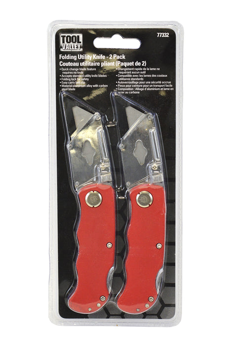 Dynaline (378) 77332 Folding Utility Knife - 2 Pack, Pro Tool Black Table