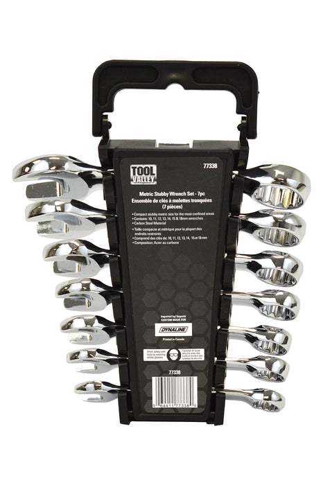 Dynaline (378) 77338 Metric Stubby Wrench Set - 7pc, Pro Tool Black Table