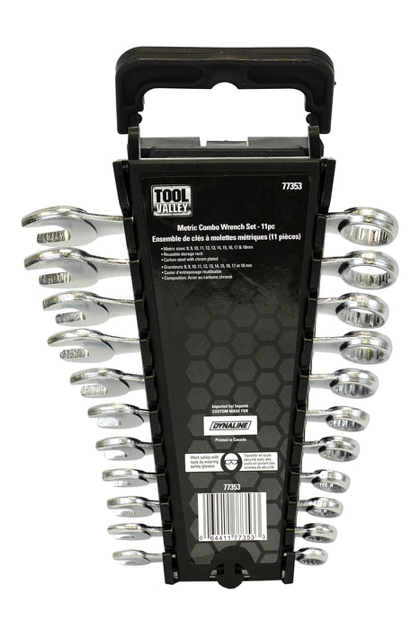 Dynaline 77353 Metric Combo Wrench Set - 11pc, Pro Tool Black Table