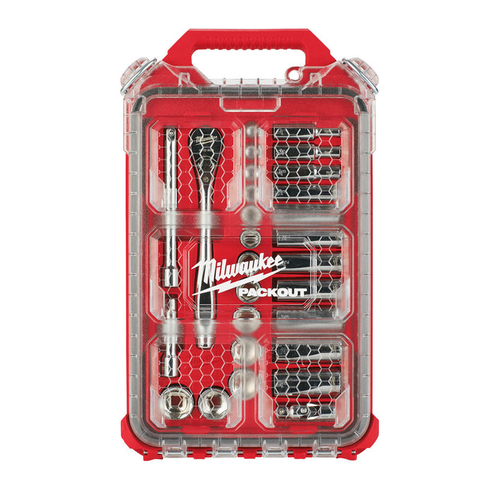 Milwaukee (366) 48-22-9481 Milwaukee 3/8” Drive 28pc Ratchet & Socket Set with PACKOUT™ Low-Profile Compact Organizer - SAE