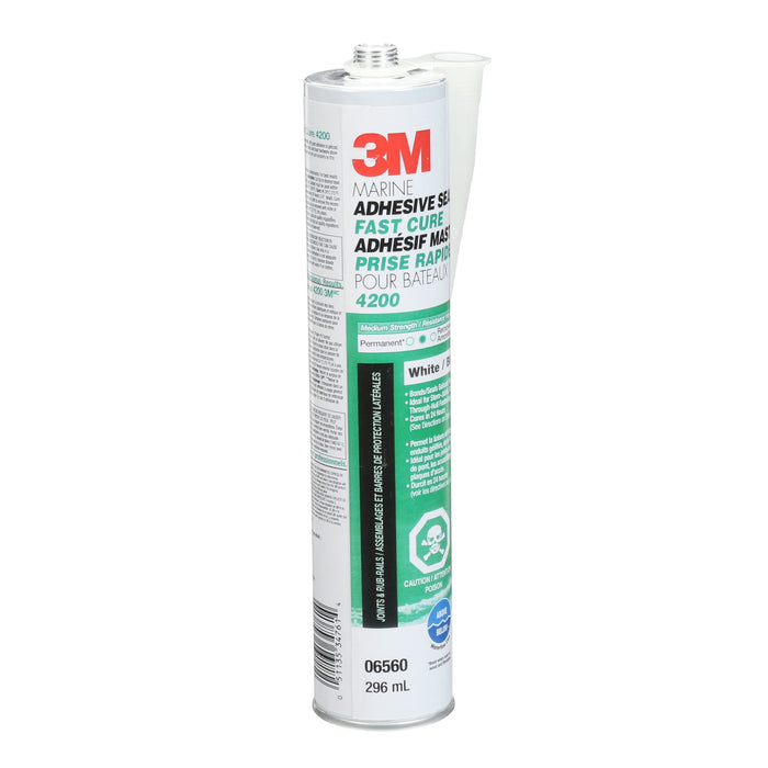 3M (815) 4200FC-10OZ-WHT 3M™ Marine Adhesive Sealant Fast Cure, 4200, white, 10 fl oz (295.73 mL), Colour: White, 3M Stock No. 7100148080