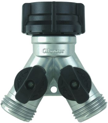 Gilmour 800154-1001 Garden Hose Y-Connector With Dual Shut-Off Valve