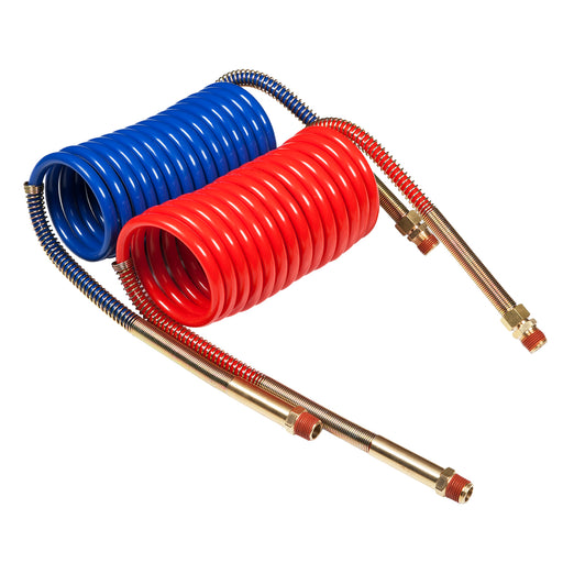 Grote (522) 81-0015-H 15FT AIR COILED SET W/12IN LEADS, BRASS HANDLE AND RED/BLUE GLAD HANDS