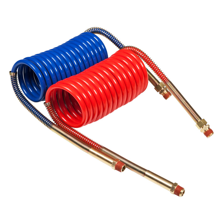 Grote (522) 81-0015-H 15FT AIR COILED SET W/12IN LEADS, BRASS HANDLE AND RED/BLUE GLAD HANDS