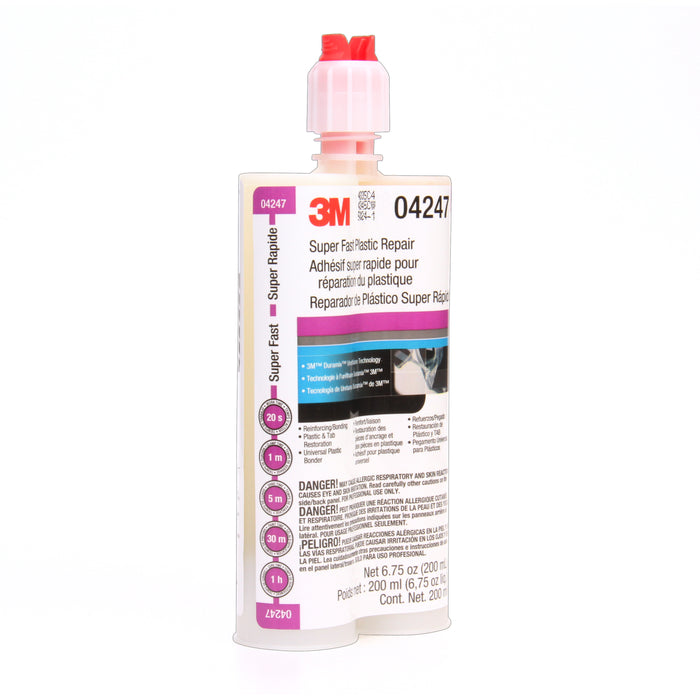 3M (815) 04247 3M™ Super Fast Plastic Repair, 04247, 6.8 fl. oz. (200 ml), Colour: Transparent, 3M Stock No. 7000121226