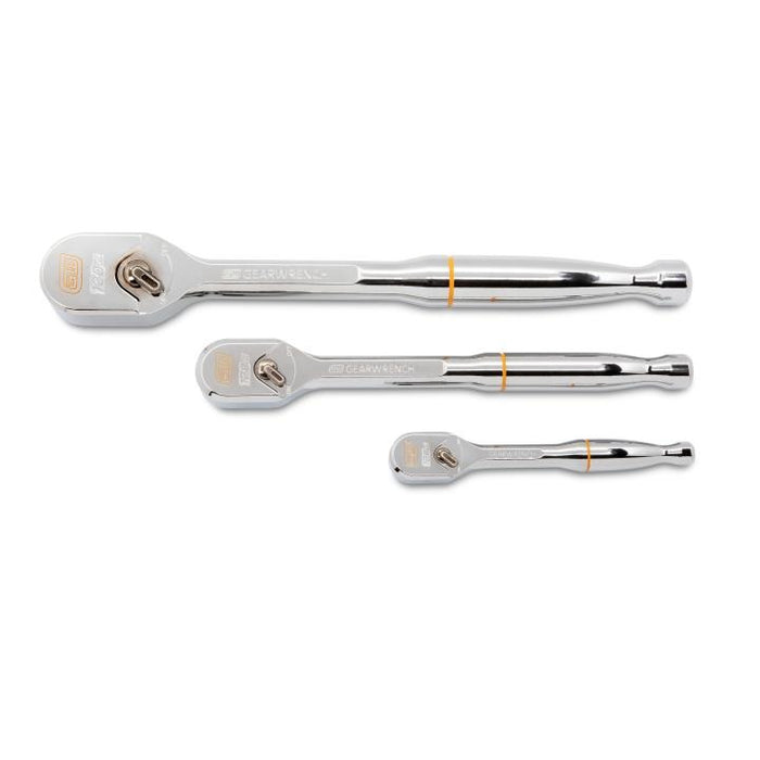 Apex Tool (442) 81206XP 3 Piece 1/4", 3/8" and 1/2" Drive 120XP™ Full Polish Teardrop Ratchet Set