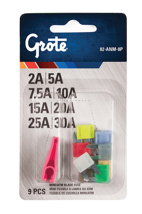 Grote 82-ANM-8P MINIATURE BLADE FUSE ASSORTMENT & PULLER, 9 PK