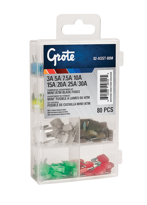 Grote (522) 82-ASST-80M MINIATURE BLADE FUSE ASSORTMENT, 80 PK, pack of 80