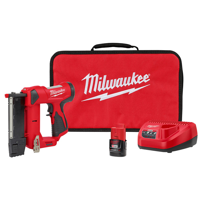 Milwaukee (366) 2540-21 M12 12 Volt Lithium-Ion Cordless 23 Gauge Pin Nailer Kit
