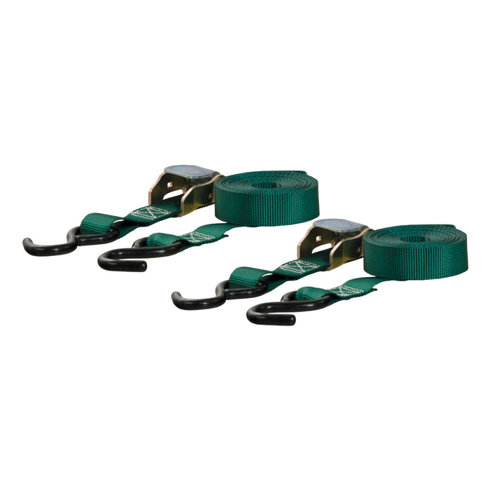 Curt 83015 15' Dark Green Cargo Straps with S-Hooks (300 lbs, 2-Pack)