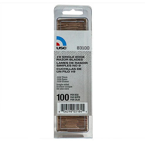 USC 83100 No. 9 Single Edge Razor Blade, 100 per box
