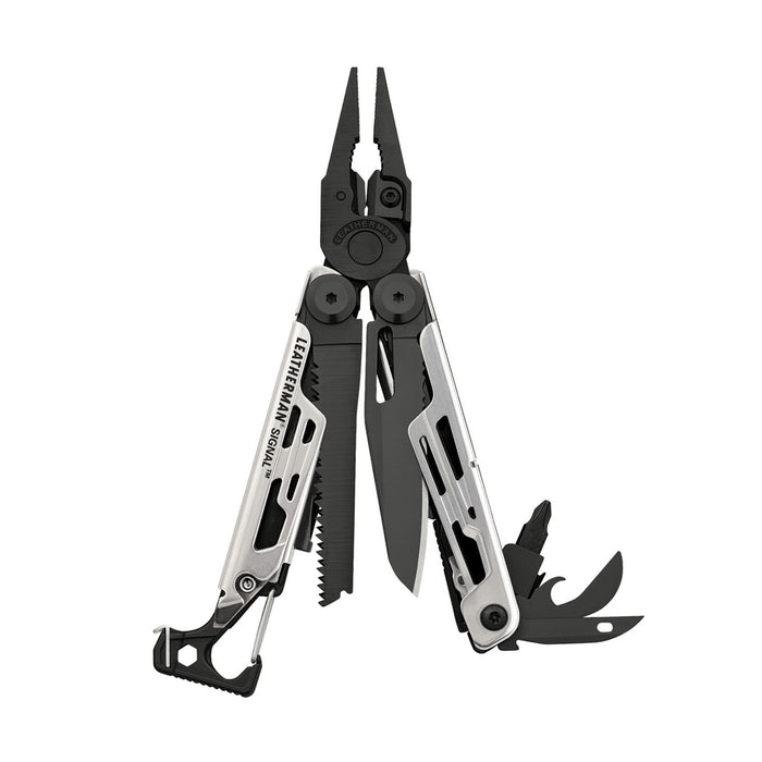 Leatherman 832625 LEATHERMAN SIGNAL™ - BLACK & SILVER - Designed for the outdoors, this multi-tool packs a firestarter, hammer, one-handed blade and an emergency whistle.
