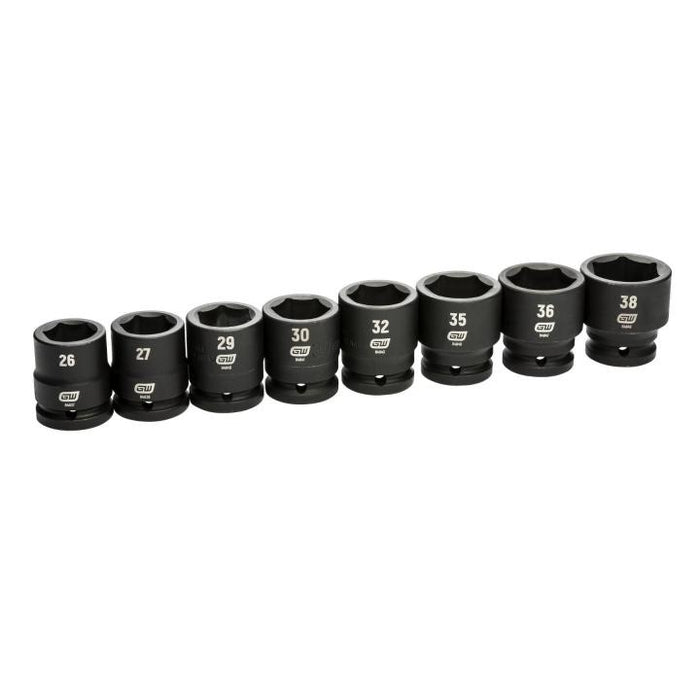 Apex Tool 84030 8 Piece 3/4" Drive 6 Point Metric Impact Socket Set