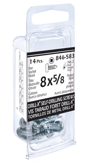 H. Paulin 846-583 Paulin 14PK 8X5/8 PAN Head SQ TAPP Screw DRILLX Plated