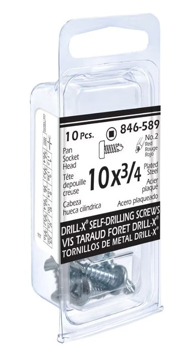 H. Paulin (680) 846-589 Paulin 10PK 10X3/4 PAN Head SQ TAPP Screw DRILLX Plated