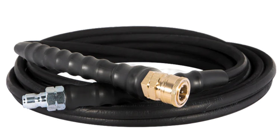 BE Pressure (374) 85.225.228 BE 25' x 1/4" 4000 PSI Steel Braid Pressure Washer Hose with Quick Connect Fittings