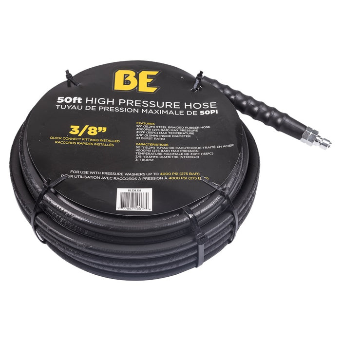 BE Pressure (374) 85.238.151 HOSE 50FT 3/8IN S/B BLK BRS QC