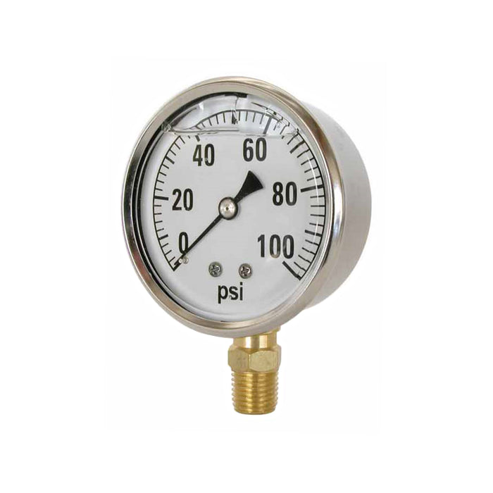 Braber Equipment 85.303.000 Glycerin 2.5" Stainless Bottom Mount Gauge 3000PSI