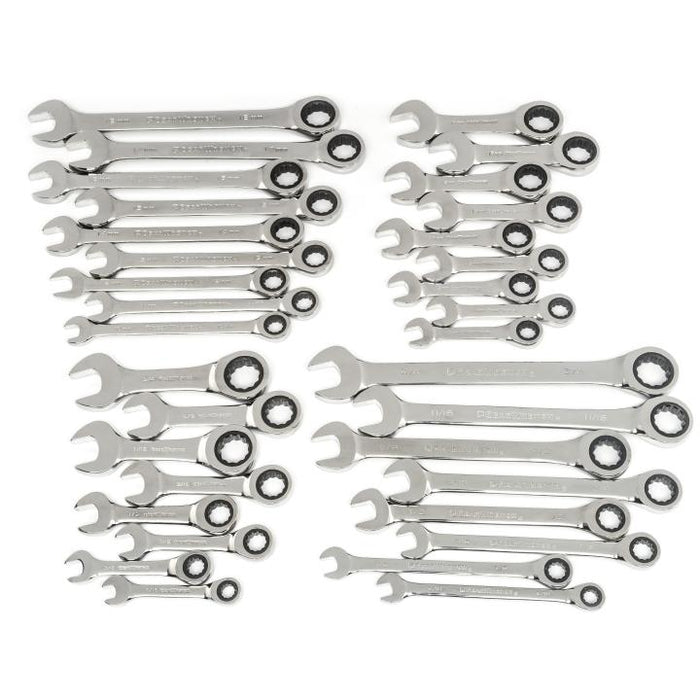 Apex Tool (442) 85034 34 Pc. 72-Tooth 12 Point Standard & Stubby Ratcheting Combination SAE/Metric Wrench Set