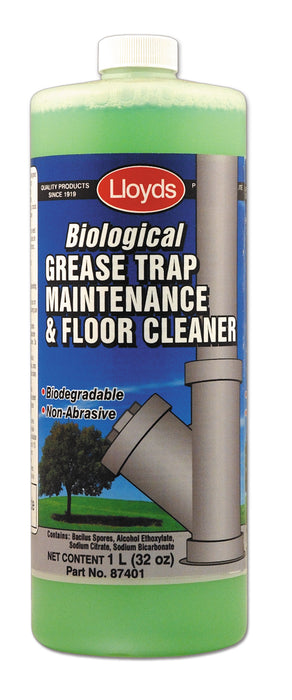 Lloyds Laboratories (947) 87401 Biological grease trap maintenance and floor cleaner, 1 L (32 oz) bottle