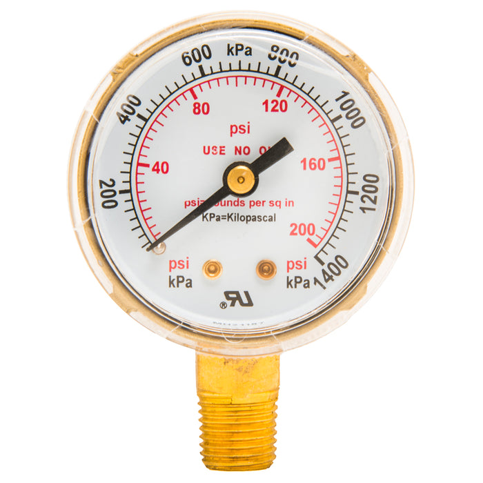 Forney 87729 Regulator Gauge, 2 in, 0-200 PSI