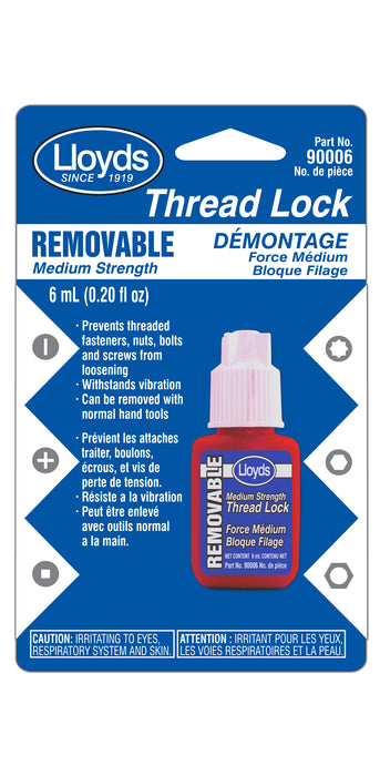 Lloyds Laboratories (947) 90006 Removable medium strength thread lock, 6 mL bottle
