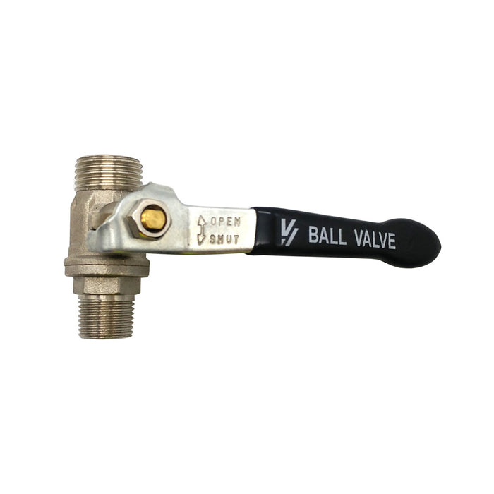 Braber Equipment (373) 91.150.140 BSP Ball Valve, Nickel Plated Brass 3/8 MNPT x 1/2" MBSP
