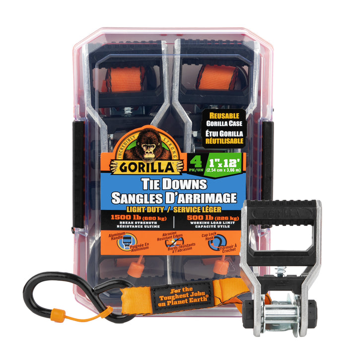 Erickson 92001 (4) 1IN X 12FT 1500 LB ALUMINUM HANDLE RATCHET STRAP